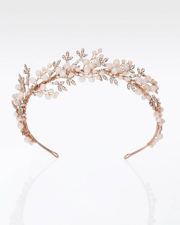 4LT54DIAD0P - Diadema da sposa in metallo e perline di strass. 1