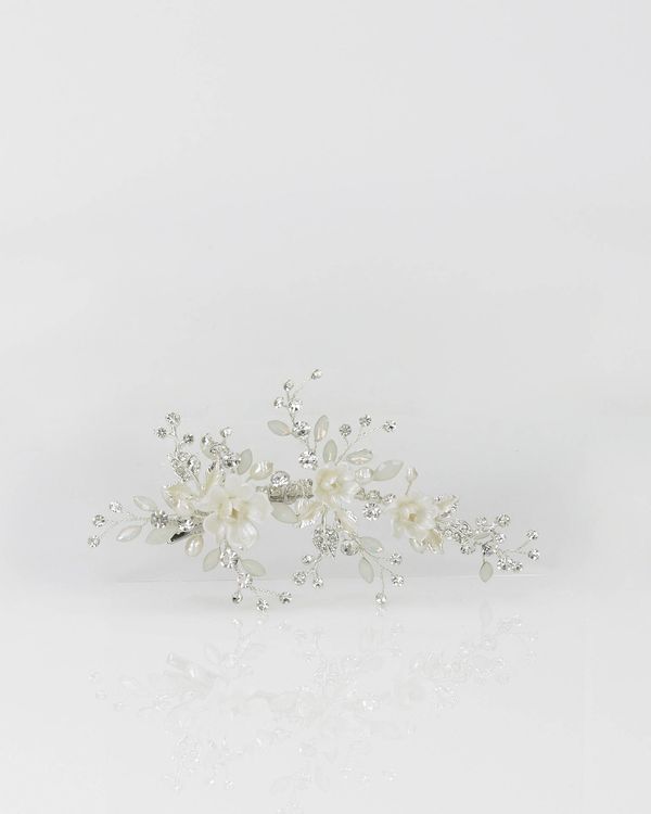 7LT15PREN0P - Elegante copricapo da sposa, con motivi floreali e applicazioni di strass. 1