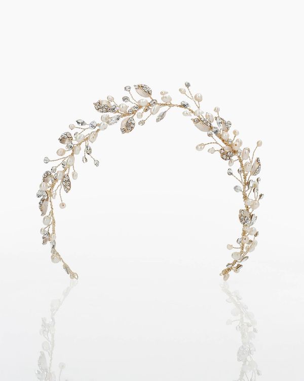 9LT15DIAD0P - Diadème de mariée. Confectionné en pierreries et avec une perle. Modèle MB Accessories. 1